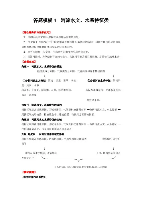中考地理答题模板4  河流水文、水系特征类