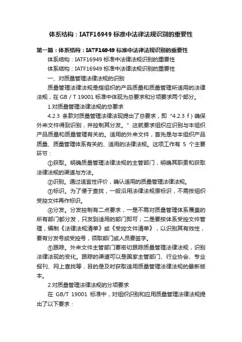 体系结构：IATF16949标准中法律法规识别的重要性