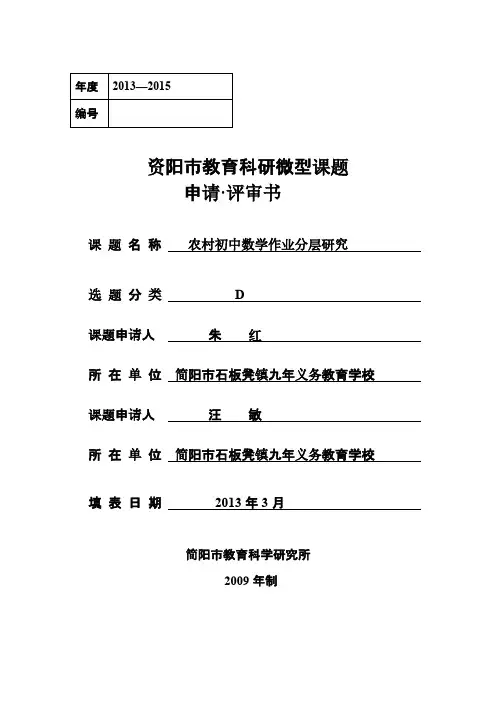 微型课题申报表