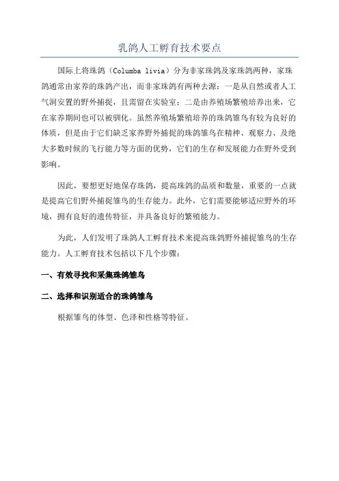 乳鸽人工孵育技术要点