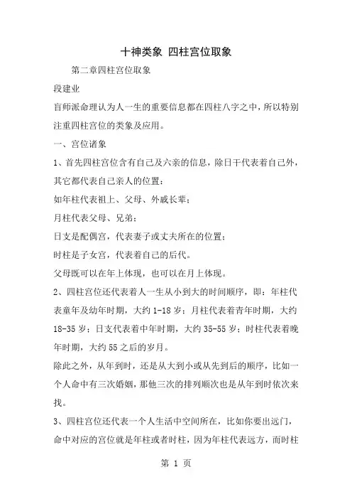 十神类象 四柱宫位取象