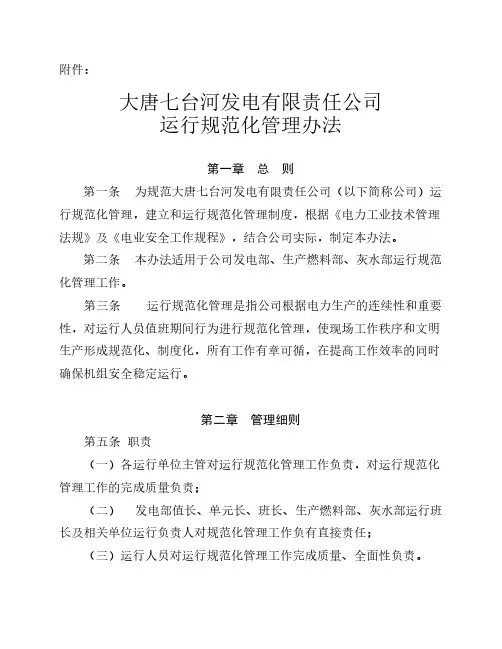 运行规范化管理办法
