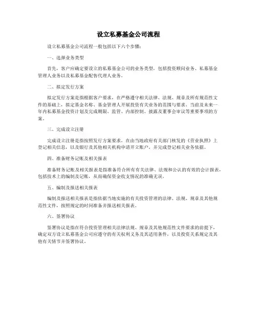 设立私募基金公司流程