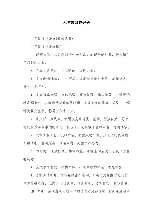 六年级习作评语