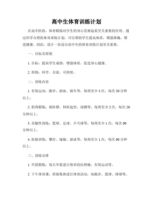 高中生体育训练计划