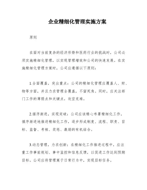 企业精细化管理实施方案