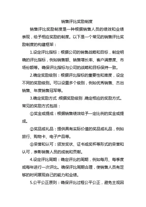 销售评比奖励制度