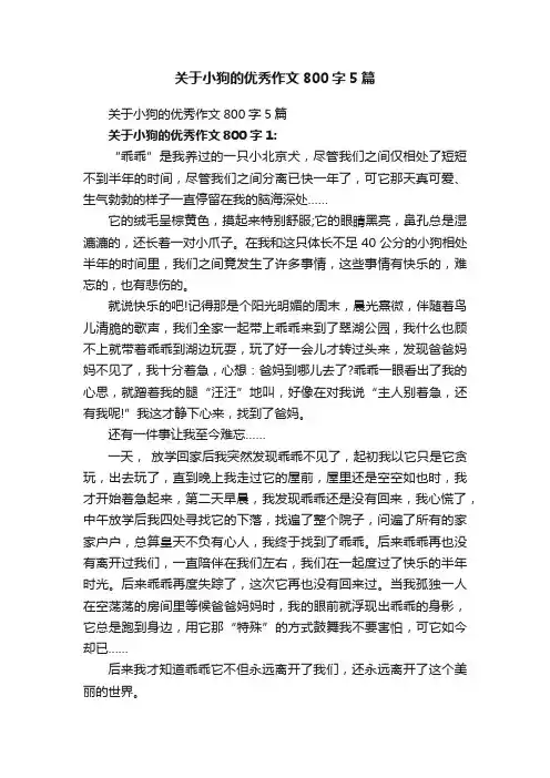 关于小狗的优秀作文800字5篇