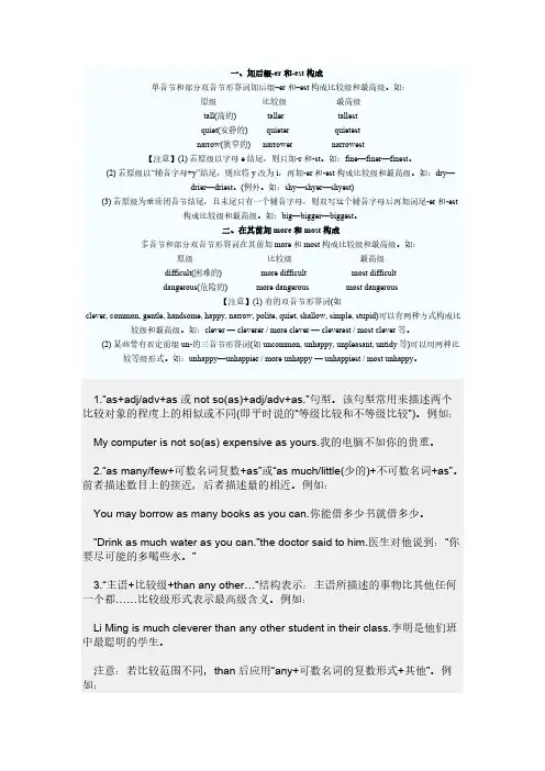英语形容词比较级的用法与组成规则2