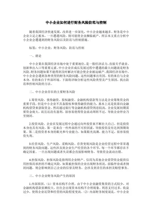 中小企业如何进行财务风险防范与控制