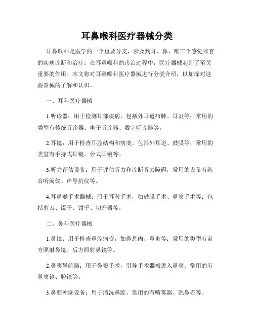 耳鼻喉科医疗器械分类