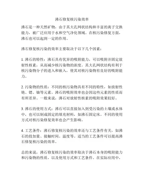 沸石修复核污染效率