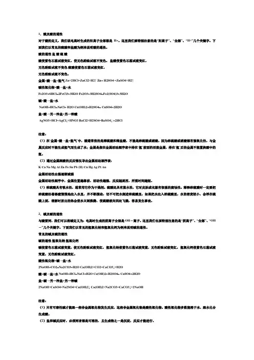 (完整版)初中酸碱盐化学方程式(全)