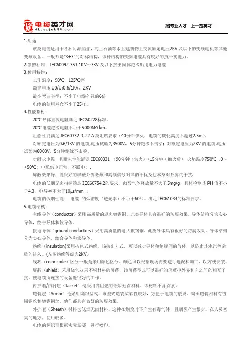 船用及海上平台用变频电缆介绍
