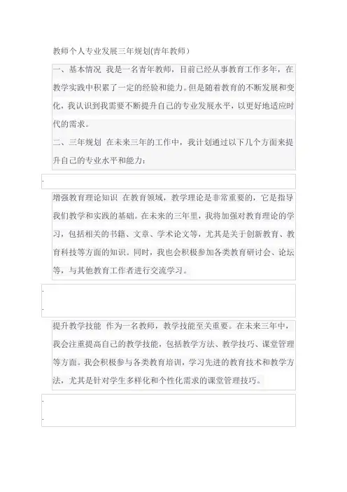 教师个人专业发展三年规划(青年教师)