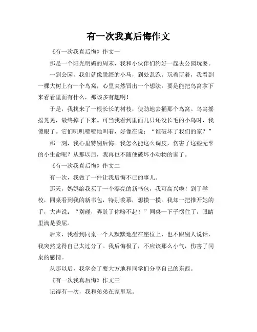 有一次我真后悔作文