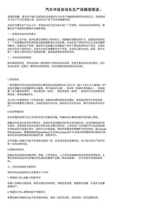 汽车冲压自动化生产线规划简述~