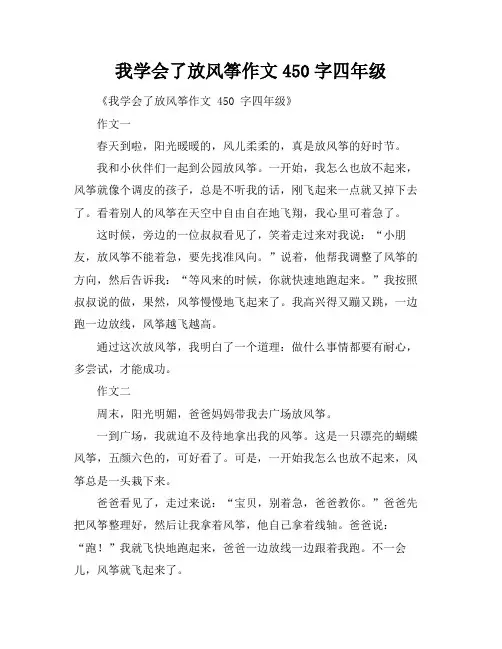 我学会了放风筝作文450字四年级