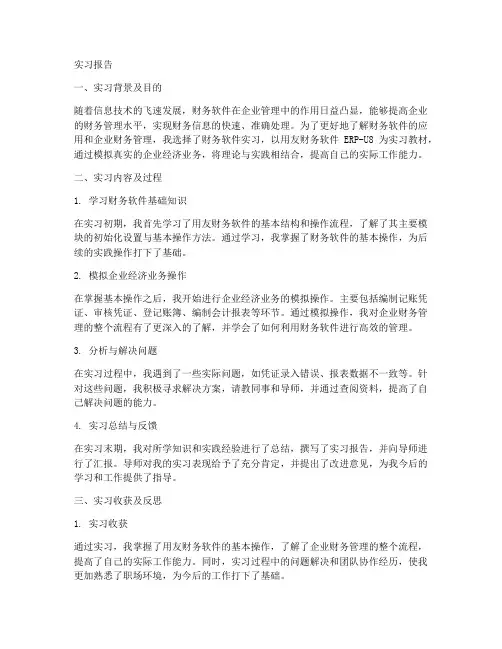 财务软件实习报告