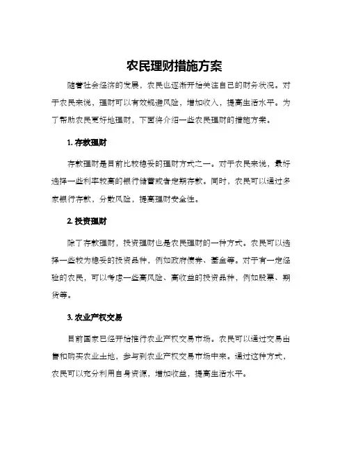 农民理财措施方案