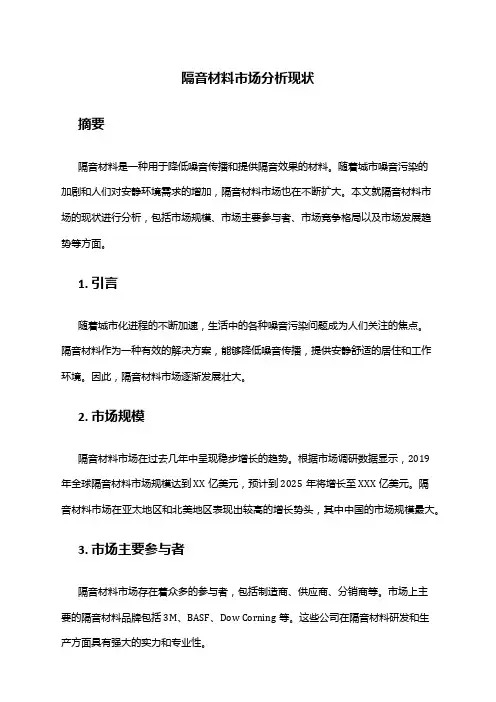 2024年隔音材料市场分析现状
