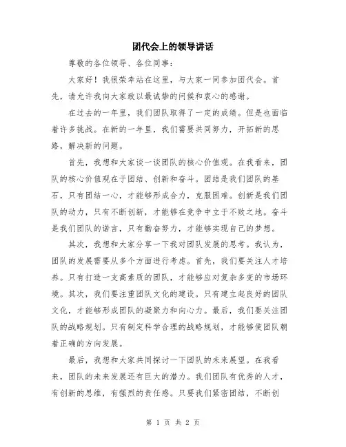 团代会上的领导讲话