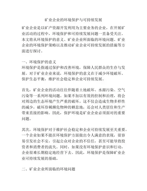 矿业企业的环境保护与可持续发展