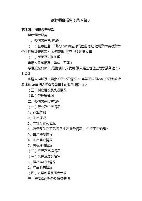 授信调查报告（共6篇）