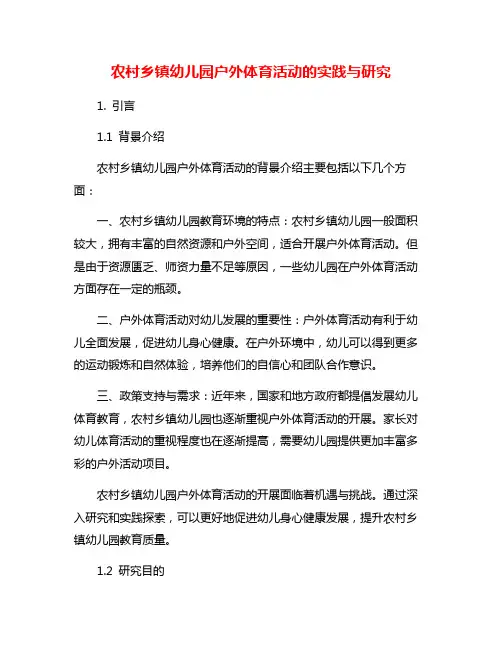 农村乡镇幼儿园户外体育活动的实践与研究