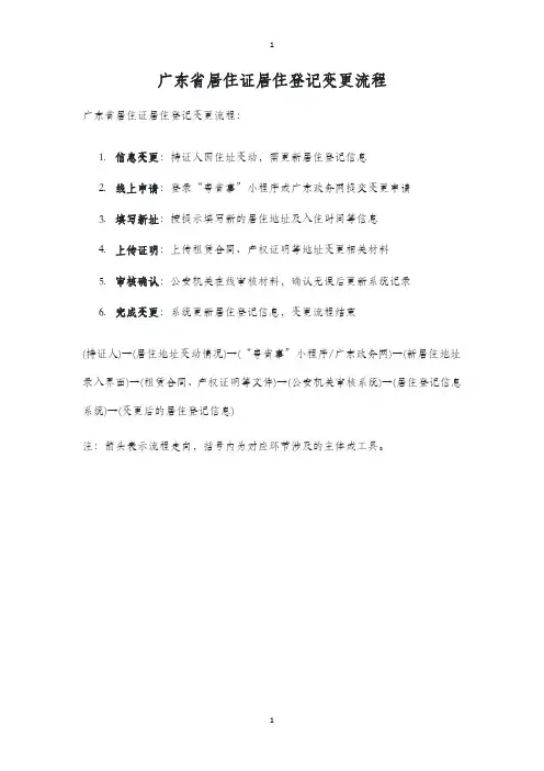 广东省居住证居住登记变更流程