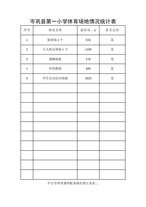 中小学体育场地情况统计表