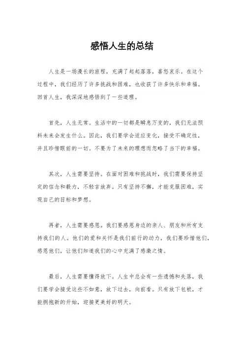 感悟人生的总结