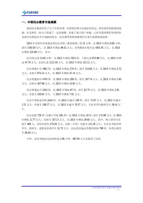 2016-2020年中国民办教育市场规模预测分析
