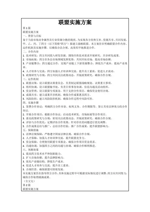联盟实施方案