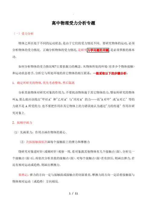 高中物理受力分析模板及其例题