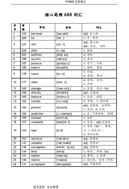 高考英语核心高频688词汇