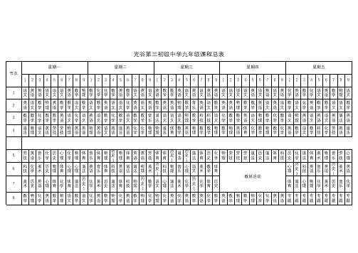 九年级课表(确定版) (1)