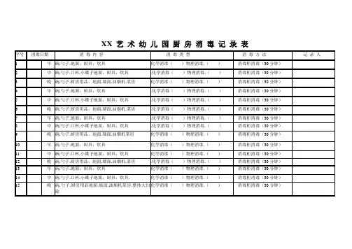 厨房消毒记录表格