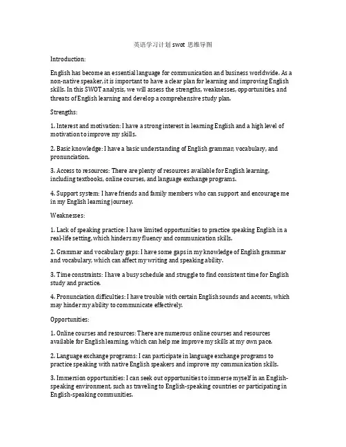 英语学习计划swot思维导图