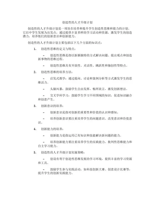 创造性的人才升级计划