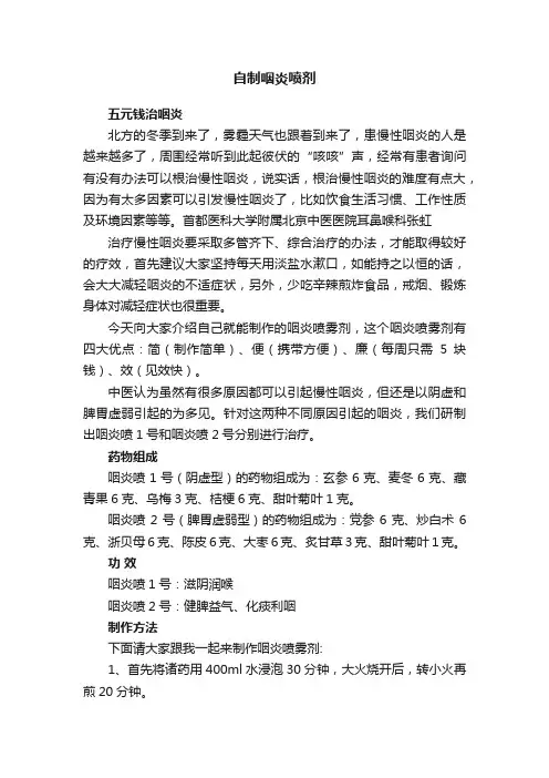 自制咽炎喷剂