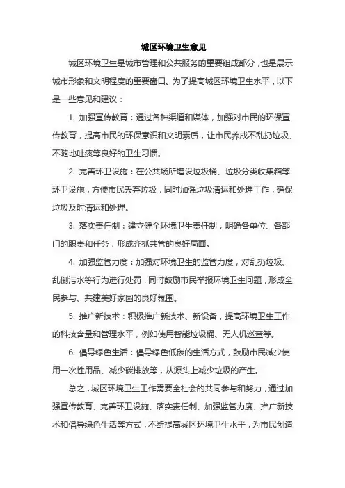 城区环境卫生意见