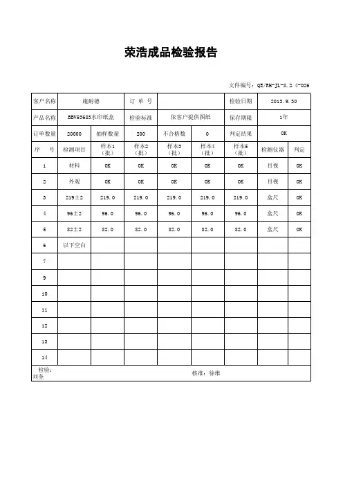 FAIR全尺寸检验报告