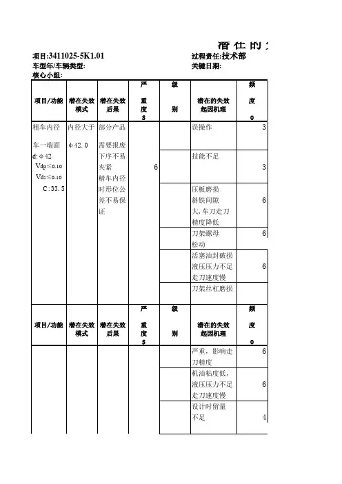 PFMEA  粗车 范例