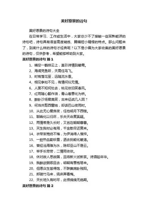 美好愿景的诗句大全