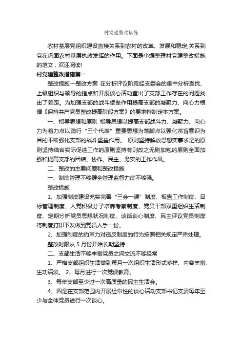 村党建整改措施_整改措施_