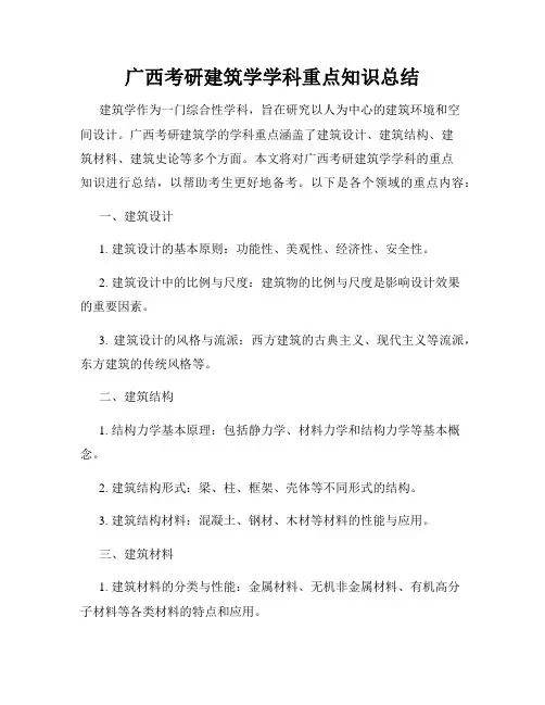 广西考研建筑学学科重点知识总结