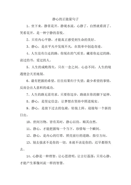 静心的正能量句子