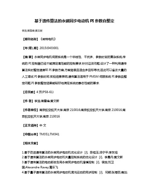 基于遗传算法的永磁同步电动机PI参数自整定