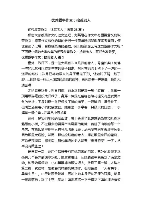 优秀叙事作文：拾荒老人
